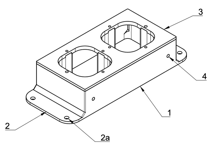 Technical drawing of flush-mounted sockets casing